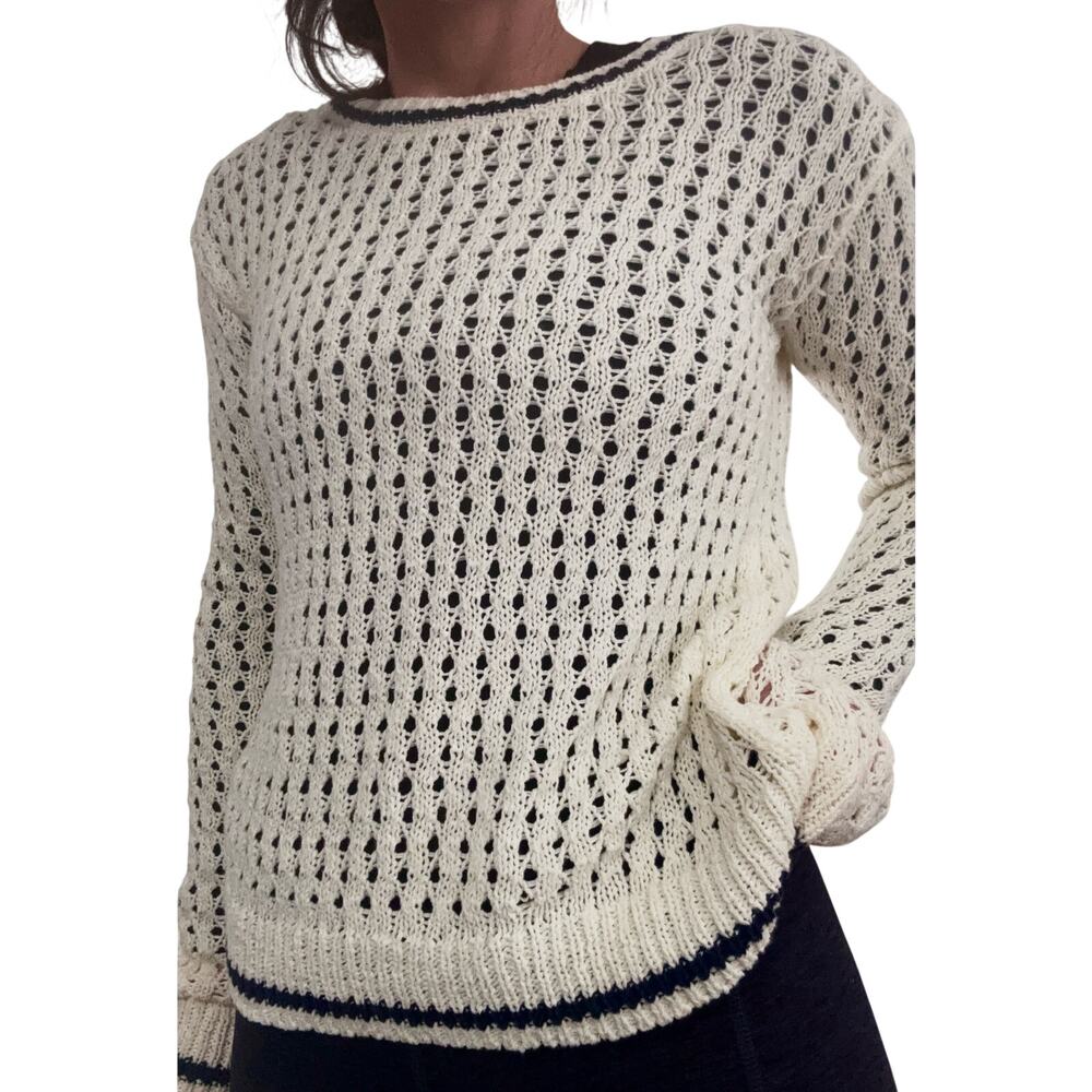 Aeropostale Crochet Cream Boat Pullover Sweater